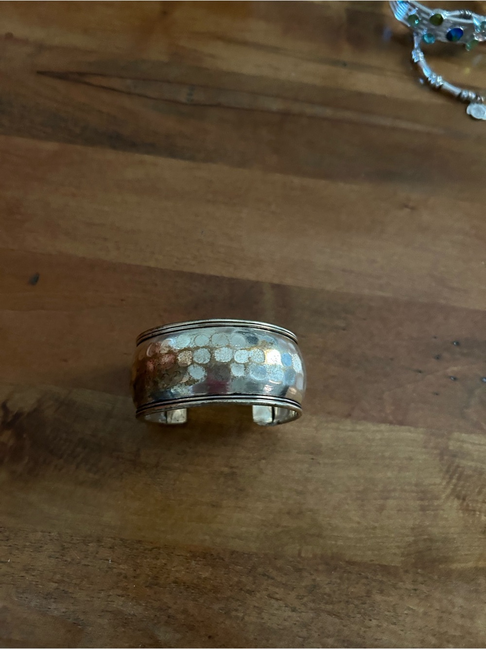 Handcrafted Silver and Gold-Tone Dot Cuff Bracelet